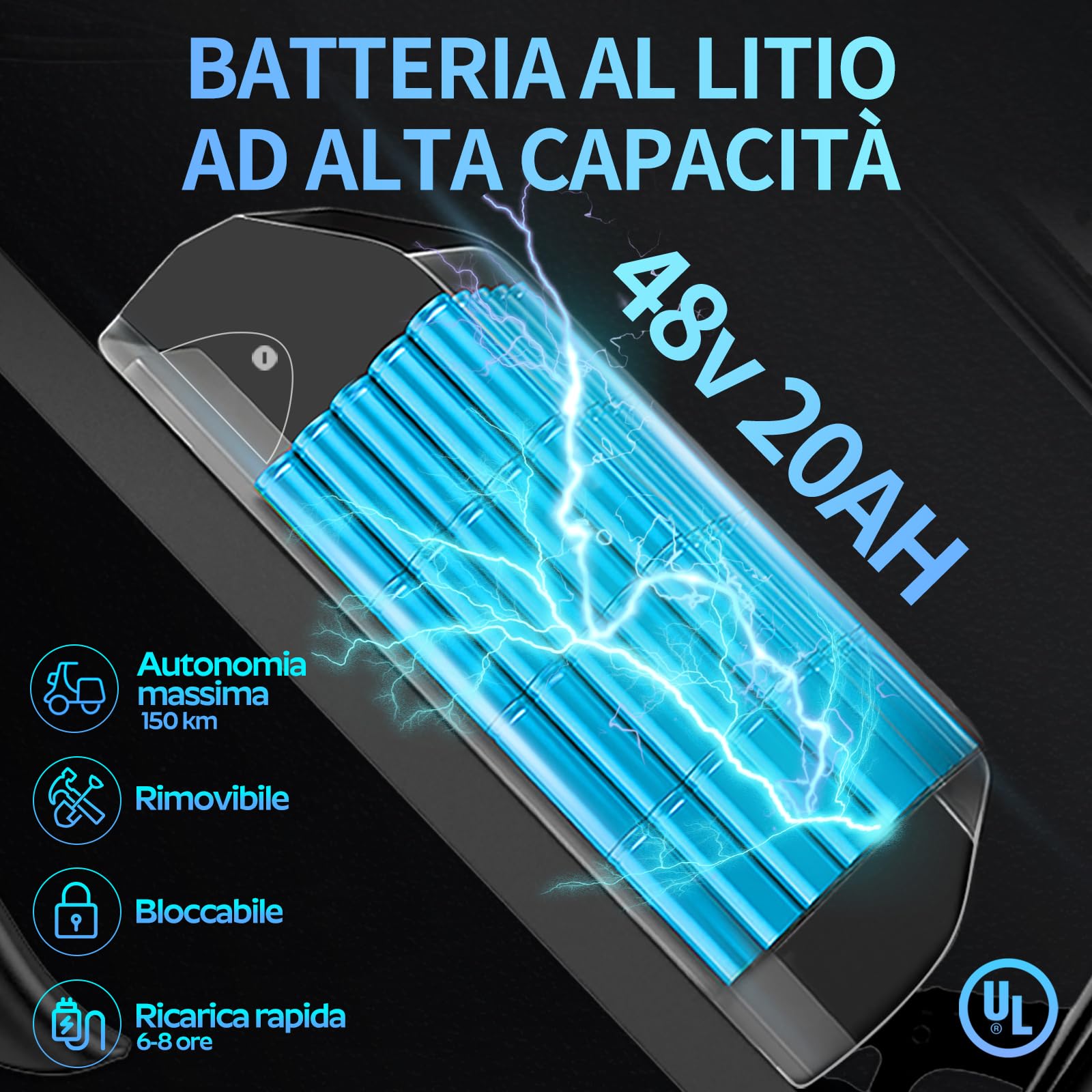 YVY Bici Elettrica, Batteria Rimovibile 20/40 Ah, Autonomia 120 km/150 km/300 km, Bicicletta Elettrica Uomo 7 Velocità, Ebike Doppia Sospensione, Doppio Disco, Schermo LCD