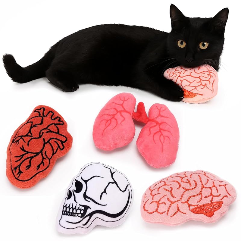 Brinquedos de Pelúcia com Catnip para Gatos, Tema Halloween e Design Anatômico Petsinurarea, Pacote com 4