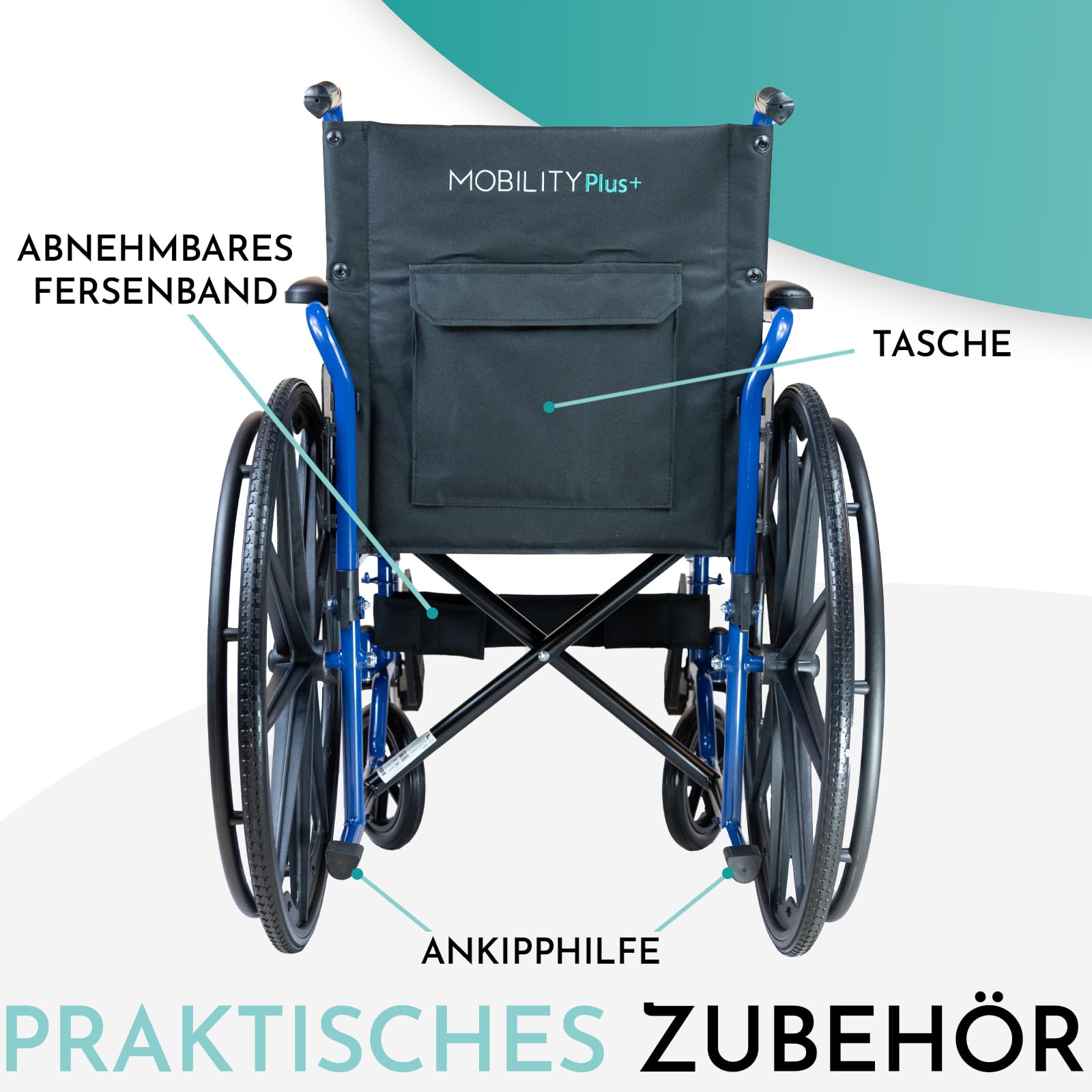 Rollstuhl RIO - Transportrollstuhl faltbar 40 cm Sitzbreite | Leichter Greifreifen-Rollstuhl mit Schiebegriffen - klappbare Fußstützen & Armlehnen, ideal als Reiserollstuhl, bis 130 kg