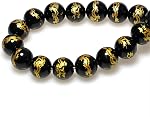 MJDCB Perles en pierre naturelle 6mm 60pcs Rond Noir Onyx sculpté Dragon Loose Gemme Perles Charms pour la fabrication de bijoux Bracelet Collier Boucle d'oreille Pendentif