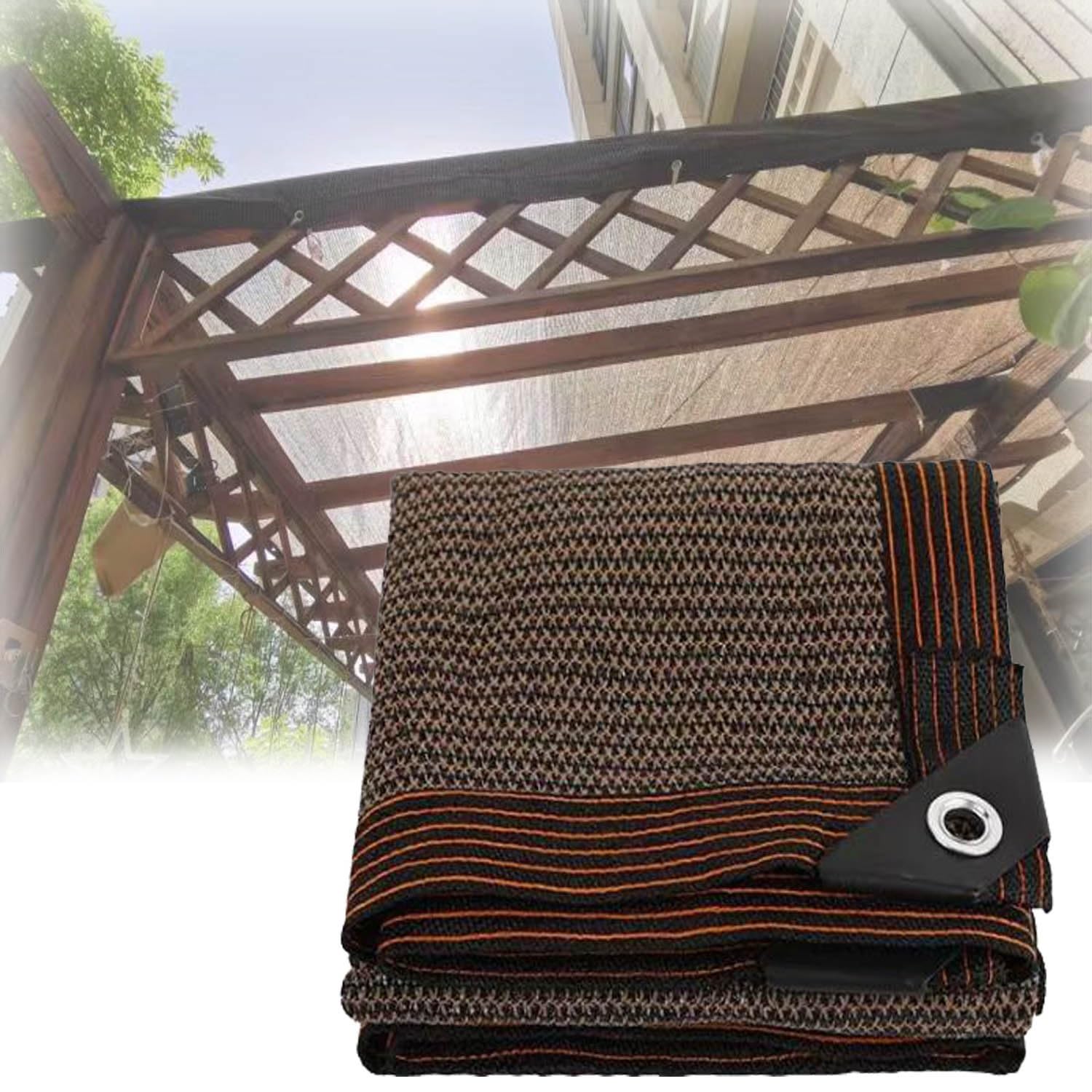 WQPMNYG Premium UV-Resistant Shade Netting - 70% Sunblock Fabric with Grommets for Greenhouses Pergolas & Gardens 1x2m 4.5x5m 6x6m 7x7m 8x9m - Brown