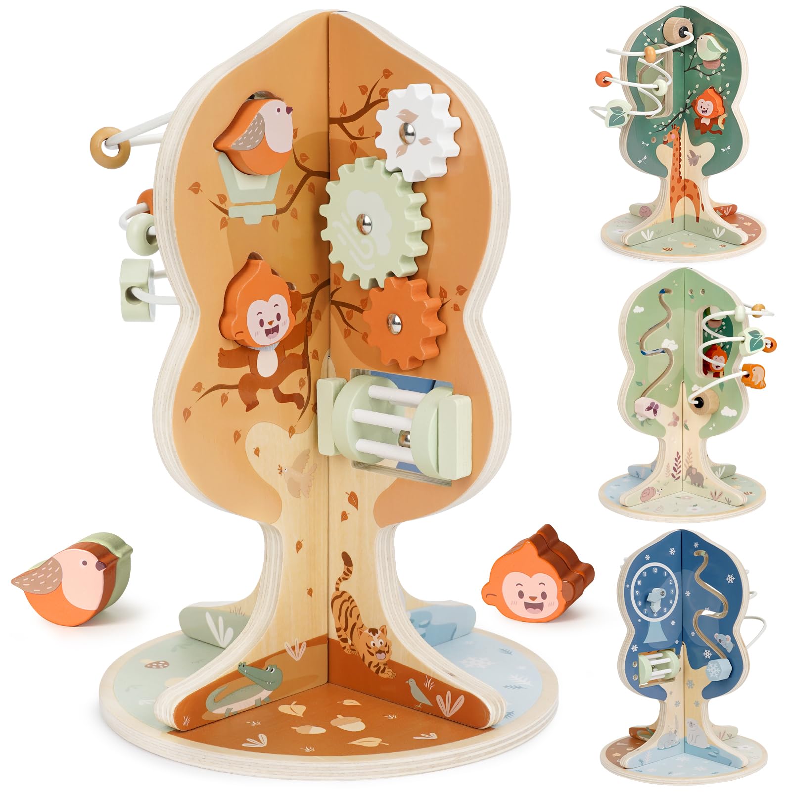Juguetes Montessori para niños de 1 año, cubo de actividades de madera 8 en 1, centro de actividades Montessori para bebés de 1 año o más, juguete educativo para niños pequeños, regalo ideal 8