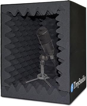 TroyStudio Mic Pop Filter Recording Shield, Portable Microphone Isolation Ball Shield, Vocal Booth, Music Studio Equipment Reflection Windscreen, Sound Foam Box Cover for Home Studio, Singing