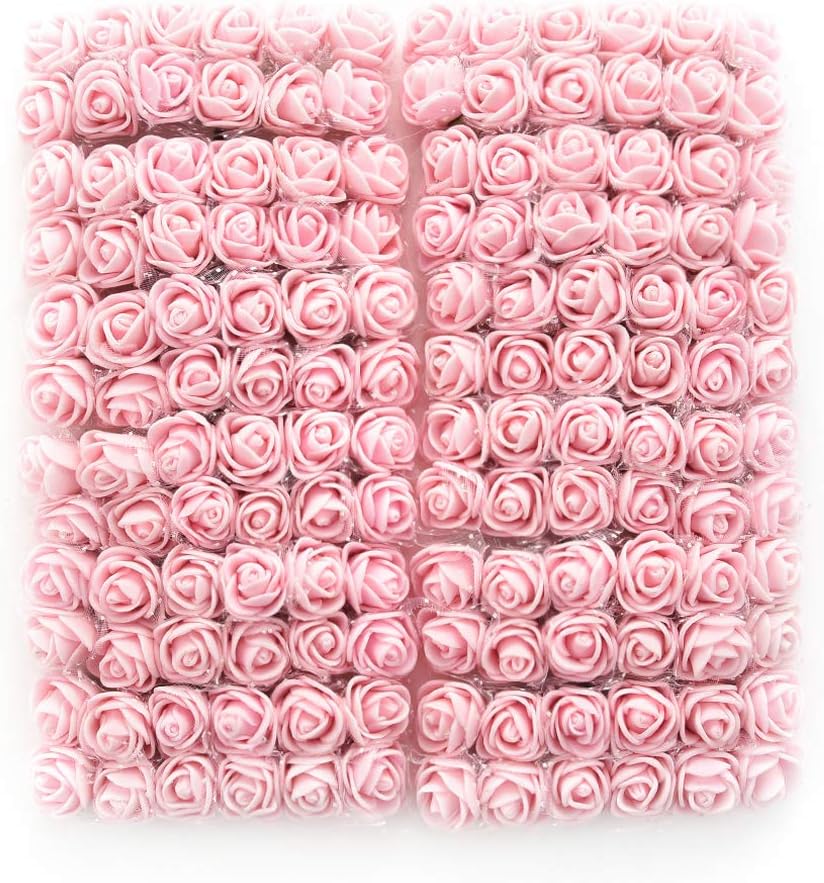 roses flower heads Artificial Pink Roses Flowers Bulk Fake Flowers Fake Roses DIY Wedding Bride Bouquet PE Foam DIY Party Festival Home Decor Rose Flowers 144 PCS 2cm (Light Pink)