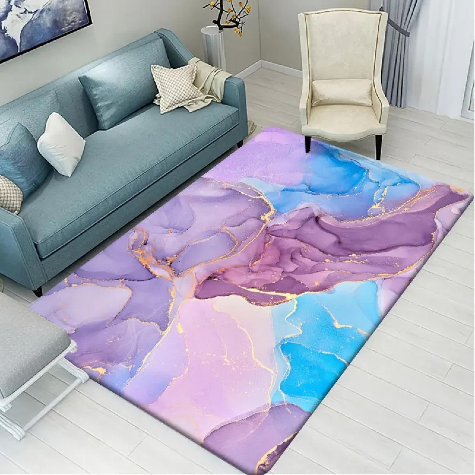 Alfombra de acuarela JGGXHM decorativa abstracta con acabados modernos de alta calidad