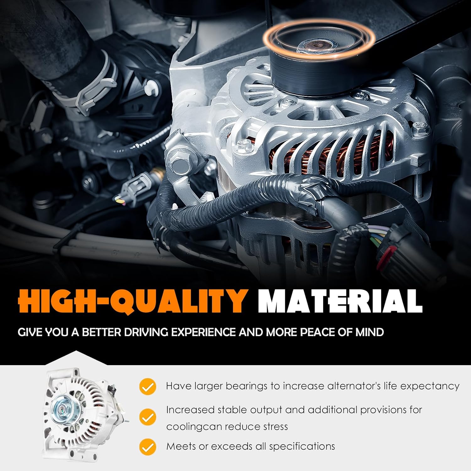 Alternator AFD0112 Fit for 2005 2006 Mazda Tribute 2005 2006 2007 Ford Escape Mercury Mariner V6 3.0L 5L8T-KC 5L8T-KD 6L8T-KA 40014081 8403N 4U2Z10V346ADRM