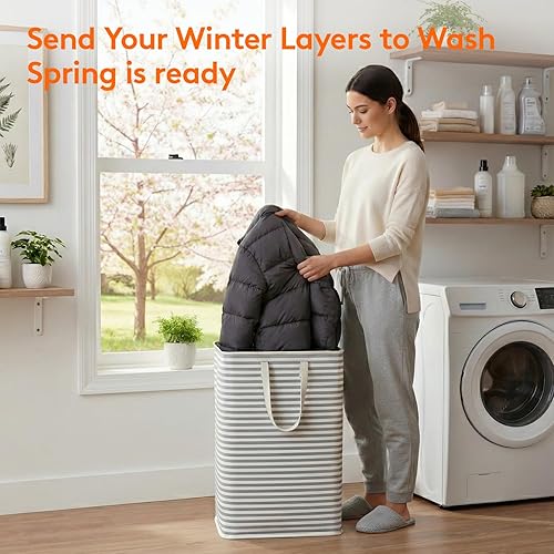 Miniatura 2 de Lifewit 2 Pack Laundry Hamper Large Collapsible Laundry Baskets, Freestanding Waterproof Clothes Hamper with Easy Carry Handles in Laundry Room Beige