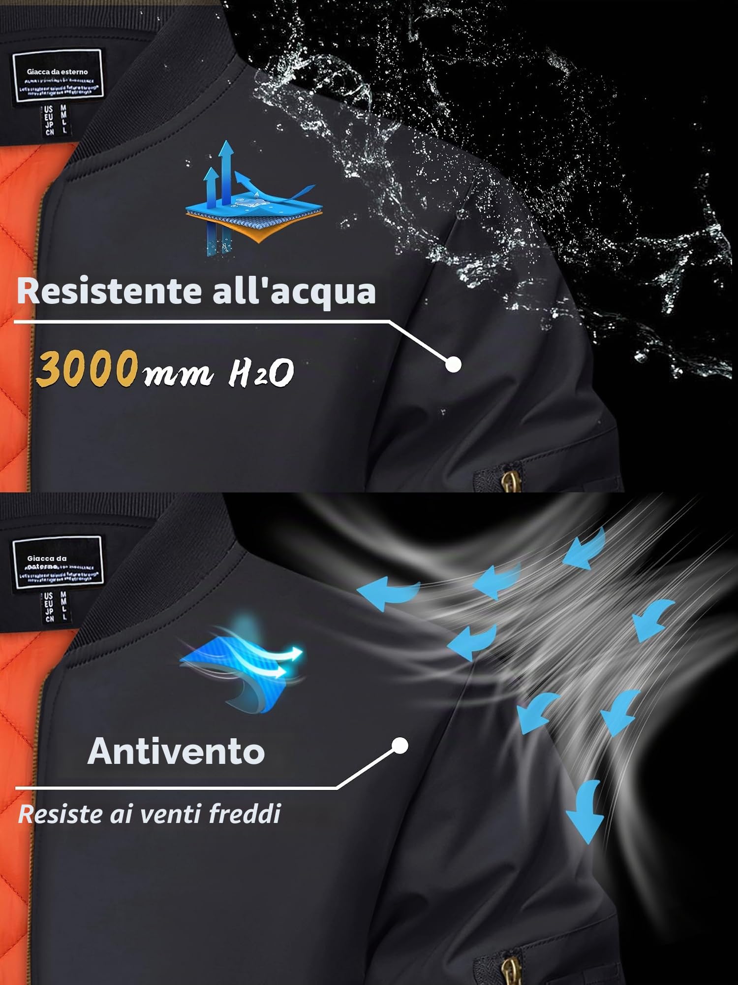 KEFITEVD Giubbotto Uomo Invernale Bomber Caldo Imbottito Casual Antivento | Giubbotto uomo invernale imbottito e caldo con tessuto antivento, ideale per uso quotidiano e attività outdoor, Nero, S