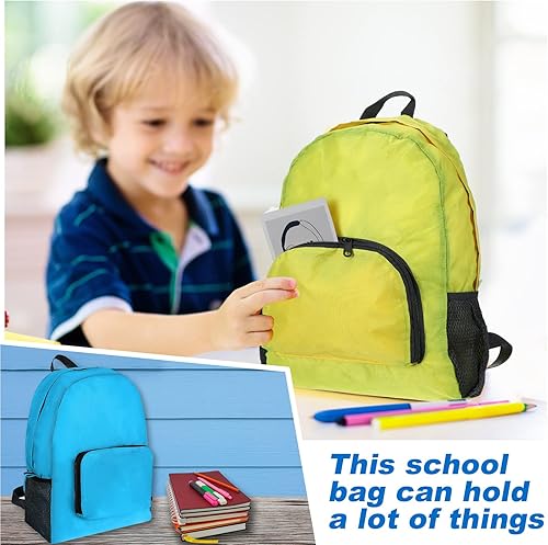 Miniatura 3 de Sherr Paquete de 20 mochilas plegables, mochila ligera a granel para adultos, bolsa clásica de colores mezclados, suministros de donación de viajes