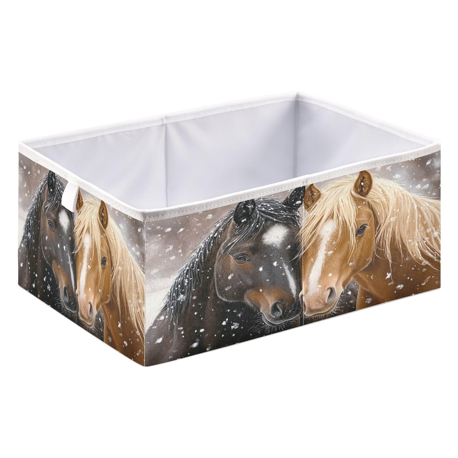 Jumbear A Two Horses Storage Bin,Foldable Storage Basket Toy Storage Box For Home Organizing Shelf Closet Bins,40X27x17 Cm