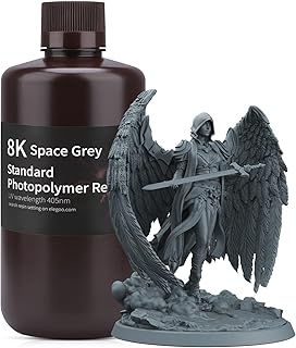 ELEGOO 8K 3D Printer Resin, Standard Photopolymer Resin 405nm UV-Curing Resin, Best for Saturn 2 8K LCD 3D Printer Space Grey 1000G