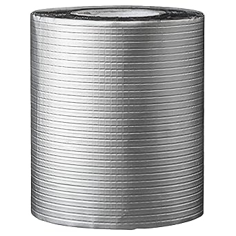 OLENYOK Aluminium Self Adhesive Foil Tape Permanent Leak Proof All Weather Patch, UV Resistant Rubber Tape Waterproof for Roof Pipe Repair Super Sealing Aluminium Duct Repair Tape (10 CM x 5 Meter)