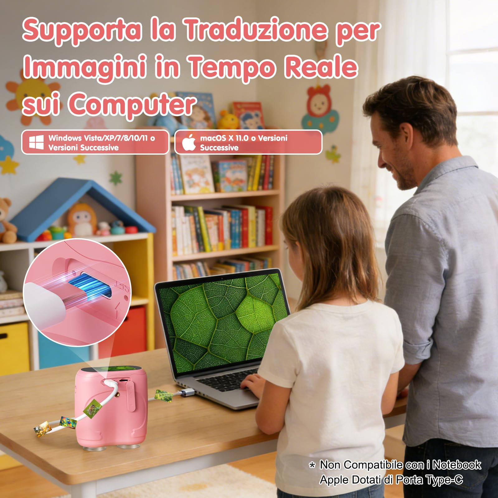 2 in 1 Microscopio Bambini e Telescopio, Microscopio Digitale Bambini con Scheda 32GB, 1000X Microscopio Portatile con Schermo IPS da 2,0 Pollici e 8 Luci LED, Regalo per Bambini dai 3 Anni
