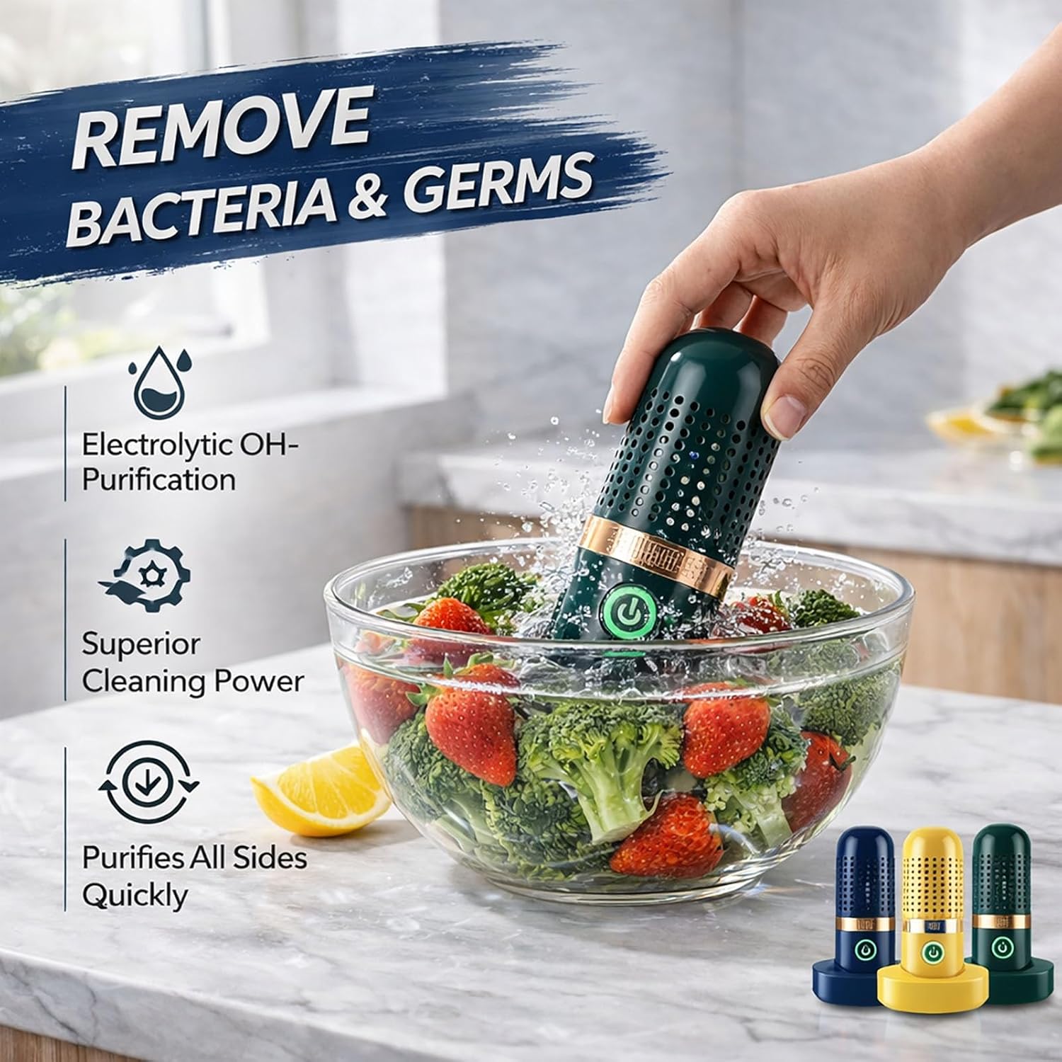 2026 Produce Cleaner Device - Produce Purifier, Fruit Cleaner Device, Vegetable Seafood Cleaners, USB Wireless Food Purifier, Ultrasonic Fruit and Vegetable Cleaners Washing Machine (Blue)