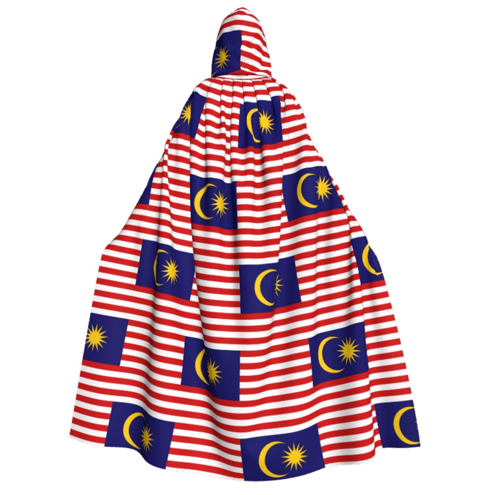 Cape médiévale drapeau Malaisie 140cm avec grande capuche pour cosplay - 8