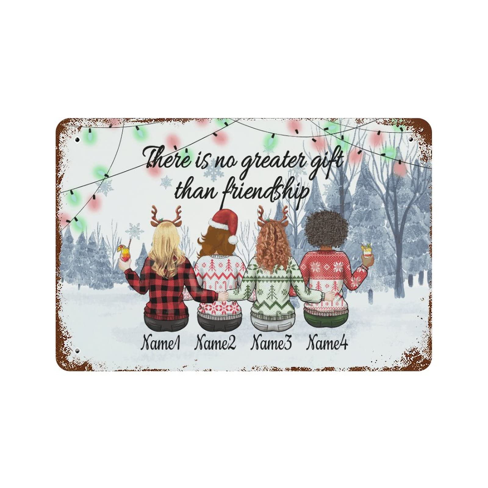 Panneau en métal personnalisé Christmas Friendship Is The Greatest pour maison 30x45