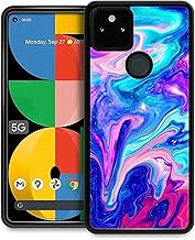 CARLOCA Funda de acrílico duro compatible con Google Pixel 5A 5G, diseño gráfico de identidad de mármol azul y rojo, a prueba de golpes, antiarañazos, para Google Pixel 5A 5G