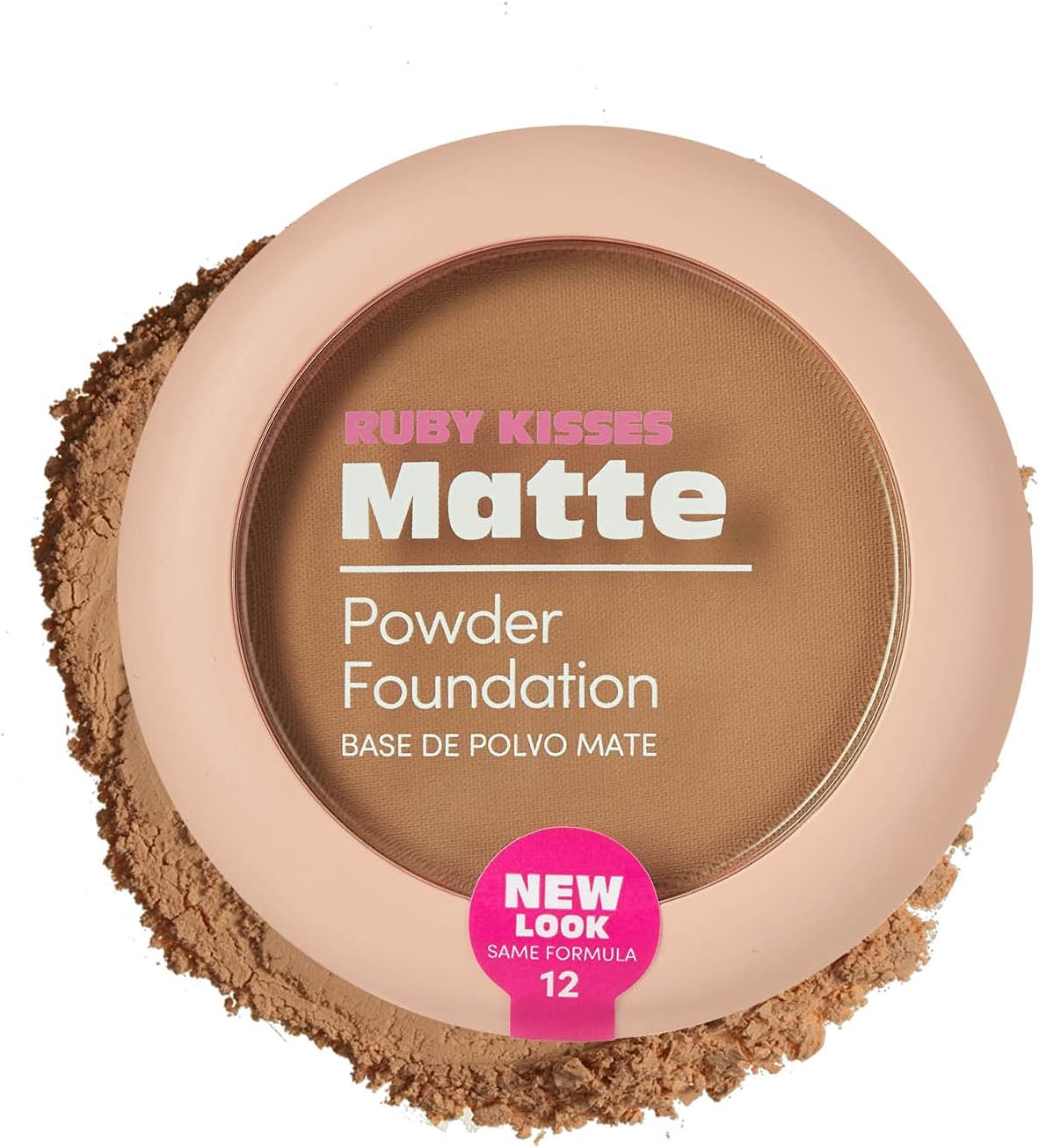 Ruby Kisses Face Powder Foundation, Pressed Compact Makeup Setting Powder, Full Coverage Matte Lightweight, Long-Lasting, Perfect Finishing Powder, Convenient, Sponge & Mirror Included (Caramel)