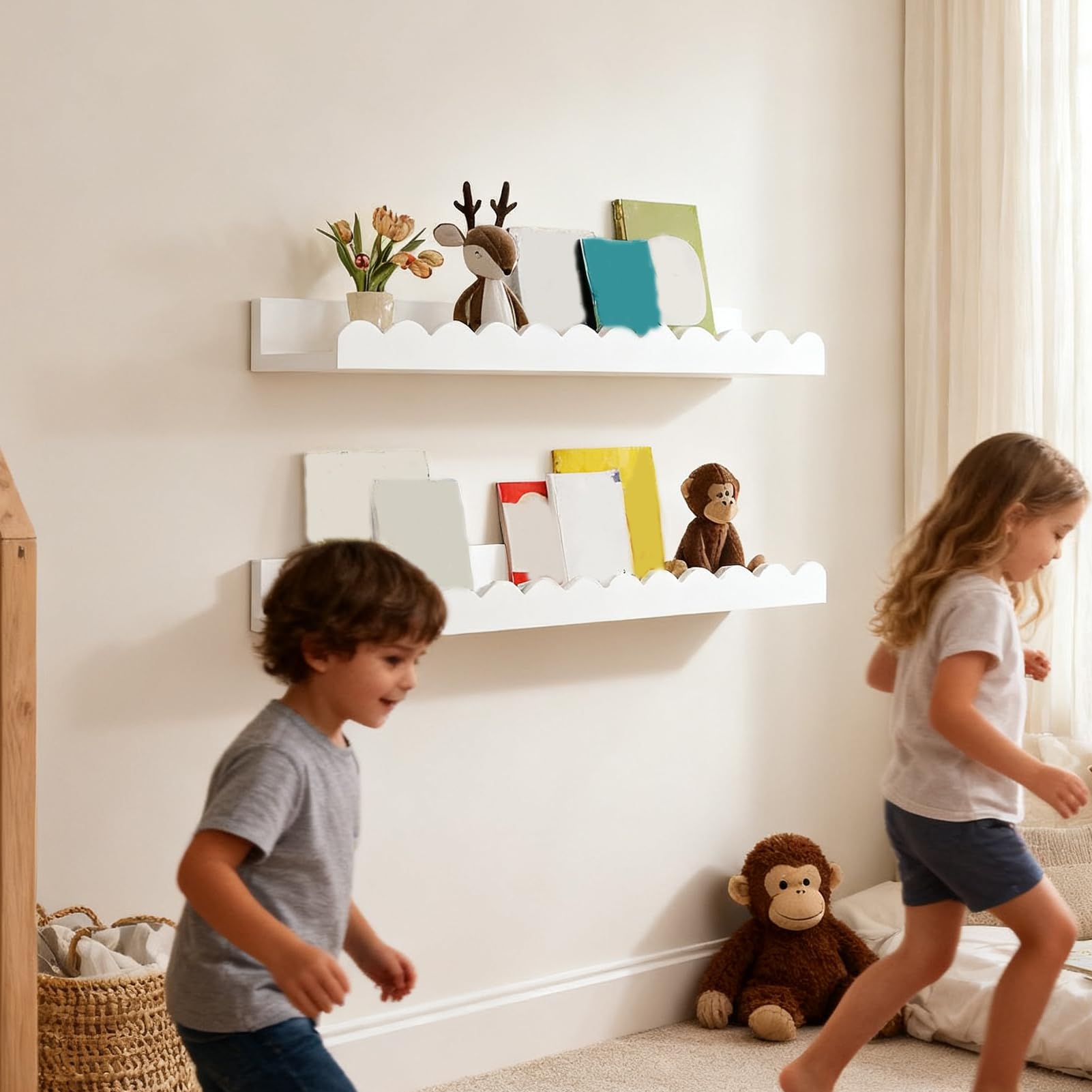 Librerie Galleggianti per Libri 2 Pezzi in Legno per Parete Camera Bambini Bagno