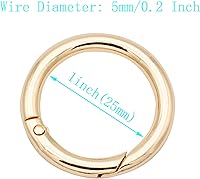 Vista 2 de 15 anillos tóricas de resorte gatillo con clip de mosquetón redondo para llaveros, hebilla, bolsas, monederos, Oro
