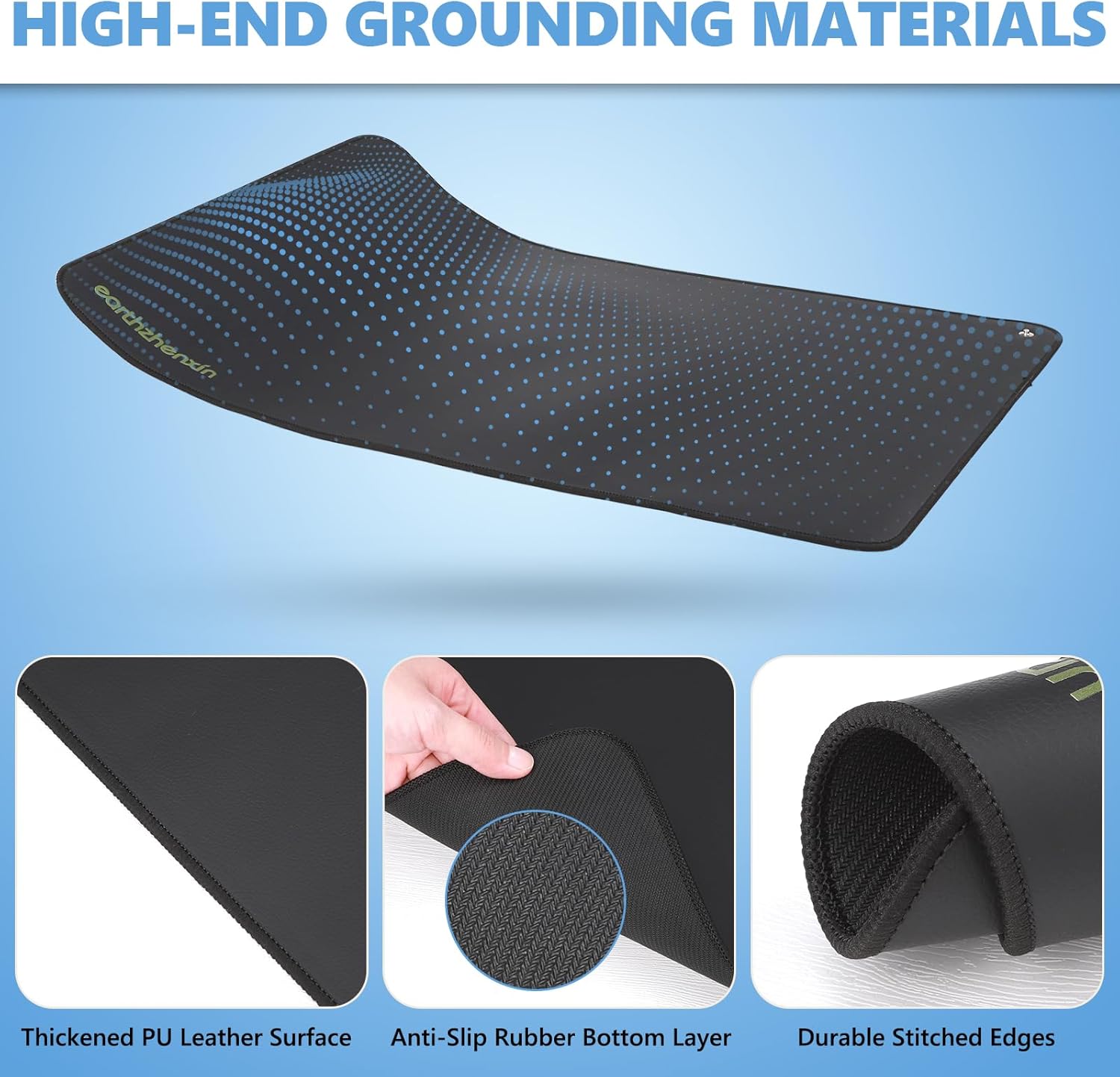 Grounding Mat for Feet, Grounding Mat Improve Sleep, Relieve Pain, Conductive Mat for Magnetic Therapy, Earth Connected Pad for Home, Office and Work 2 Pack(Black 16"x24") - Image 4