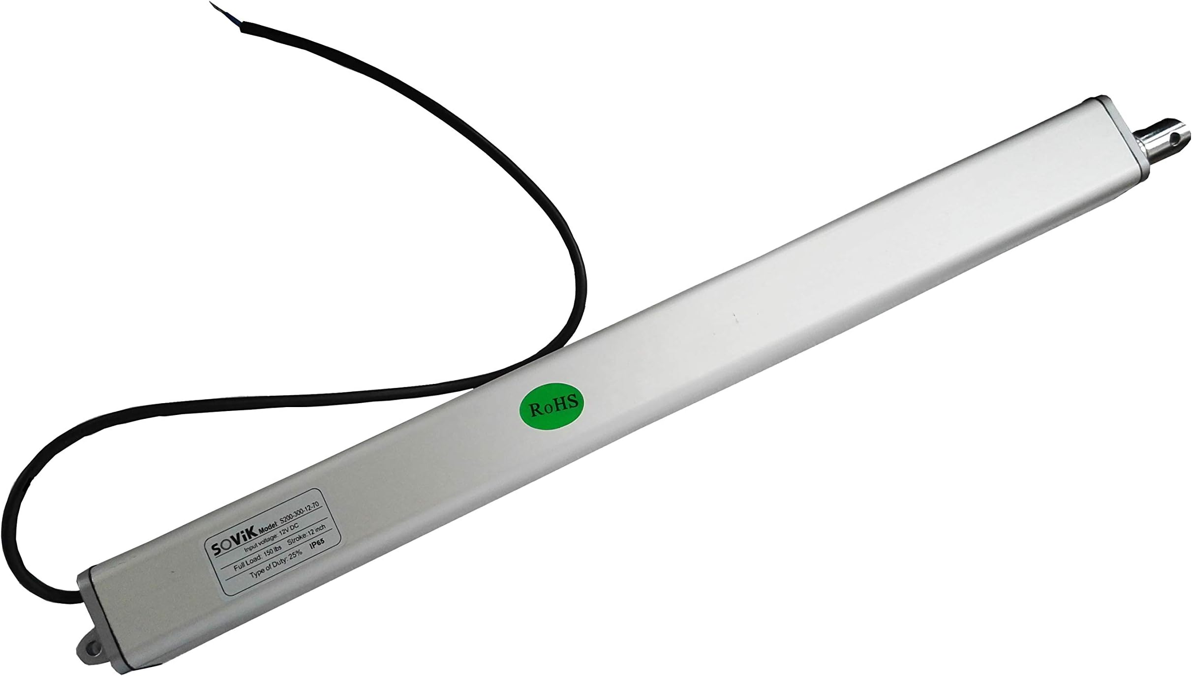 SOViK 12V DC 12 inch Stroke Linear Actuator Electric Cylinder with Mounting Brackets Max Force 80 pounds High Speed 1" per sec Square Tube 7/4"(W) x7/4"(H) (Slotted Shaft End)