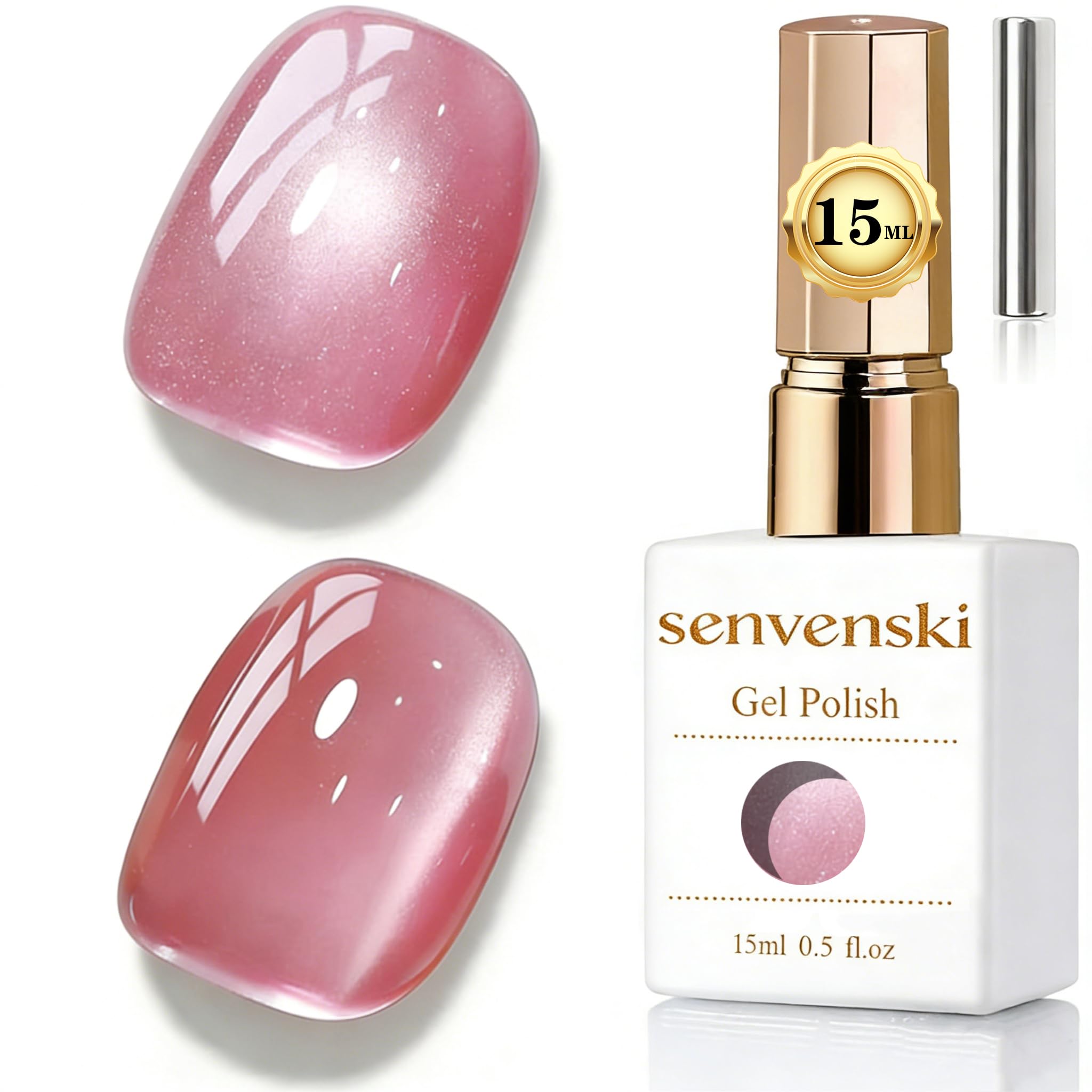 Senvenski Gelee Glas Cat Eye Gel Nagellack mit Magnet 15ML Magnetisch 3D Galaxie Holographisch Reflektierend Glitzernd Durchsichtig Farbe Gellack Salon Home DIY