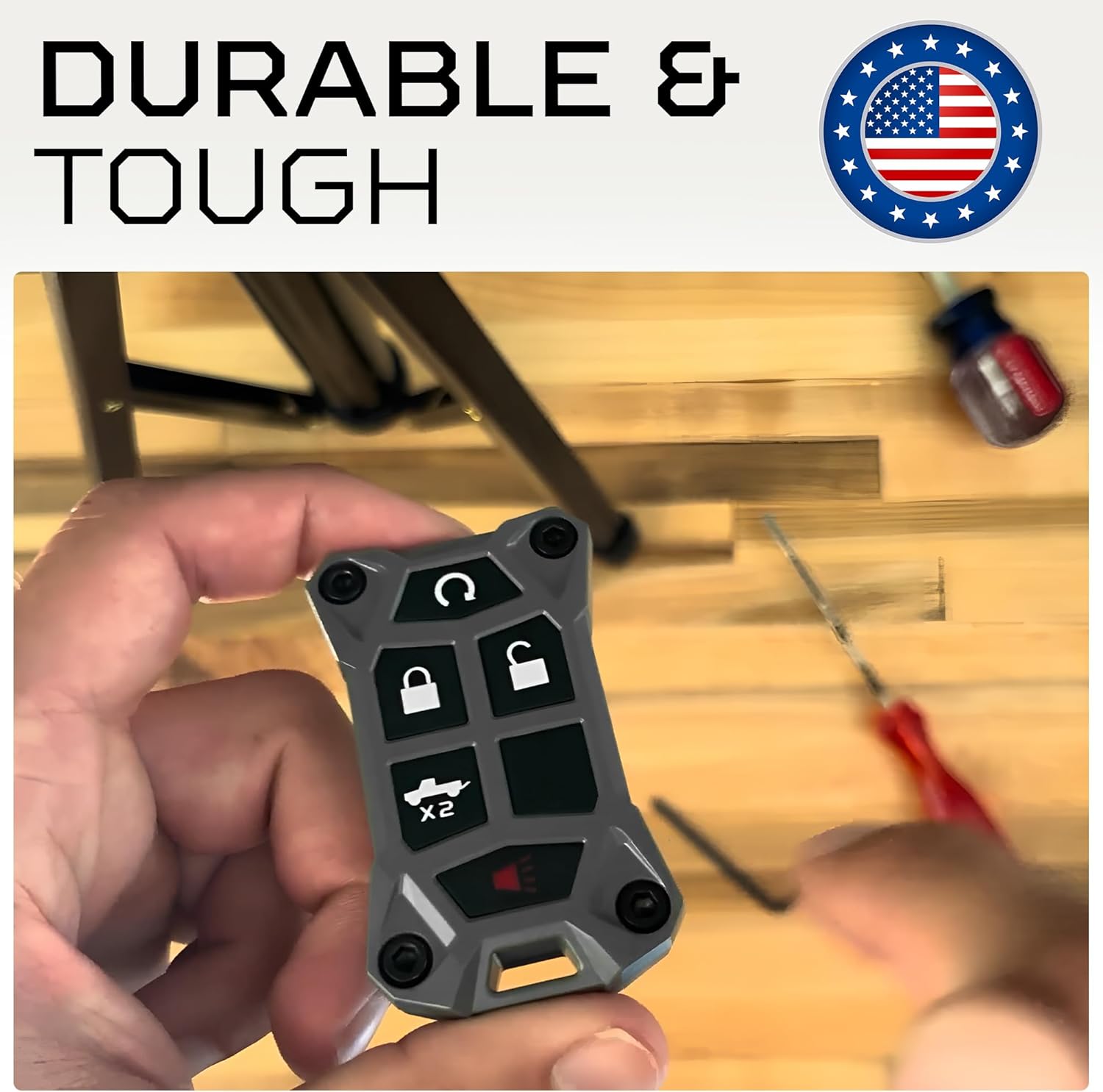 AJT DESIGN V1.5 Chevy Key Fob Replacement Case for Silverado, GMC Sierra 2014–2021 | Chevy Colorado, GMC Canyon 2013–2022 | USA Made Rugged Chevy Key Fob Case Shell | Army Green