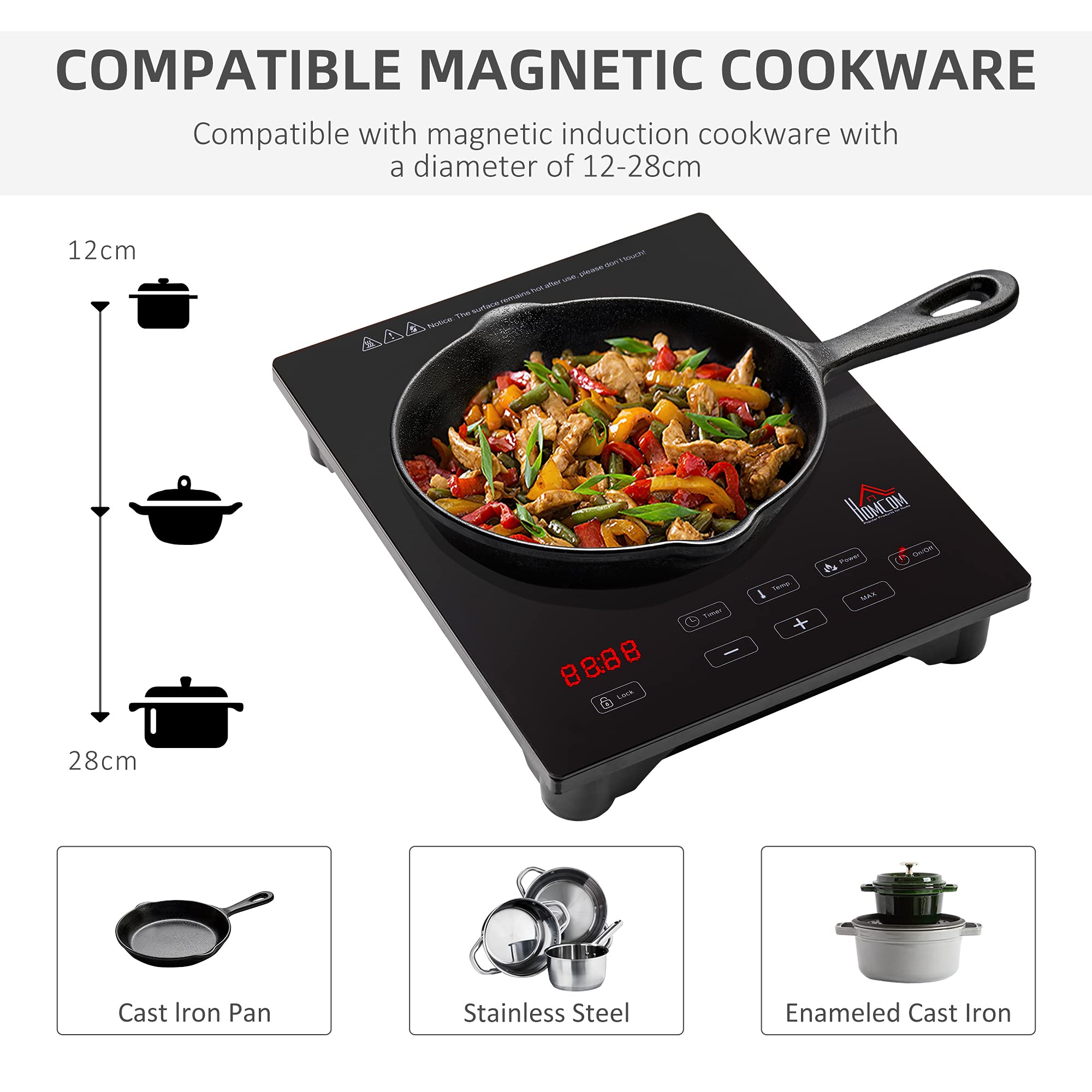 Induction Hob Portable Induction Cooker 2000W Single Hot Plate