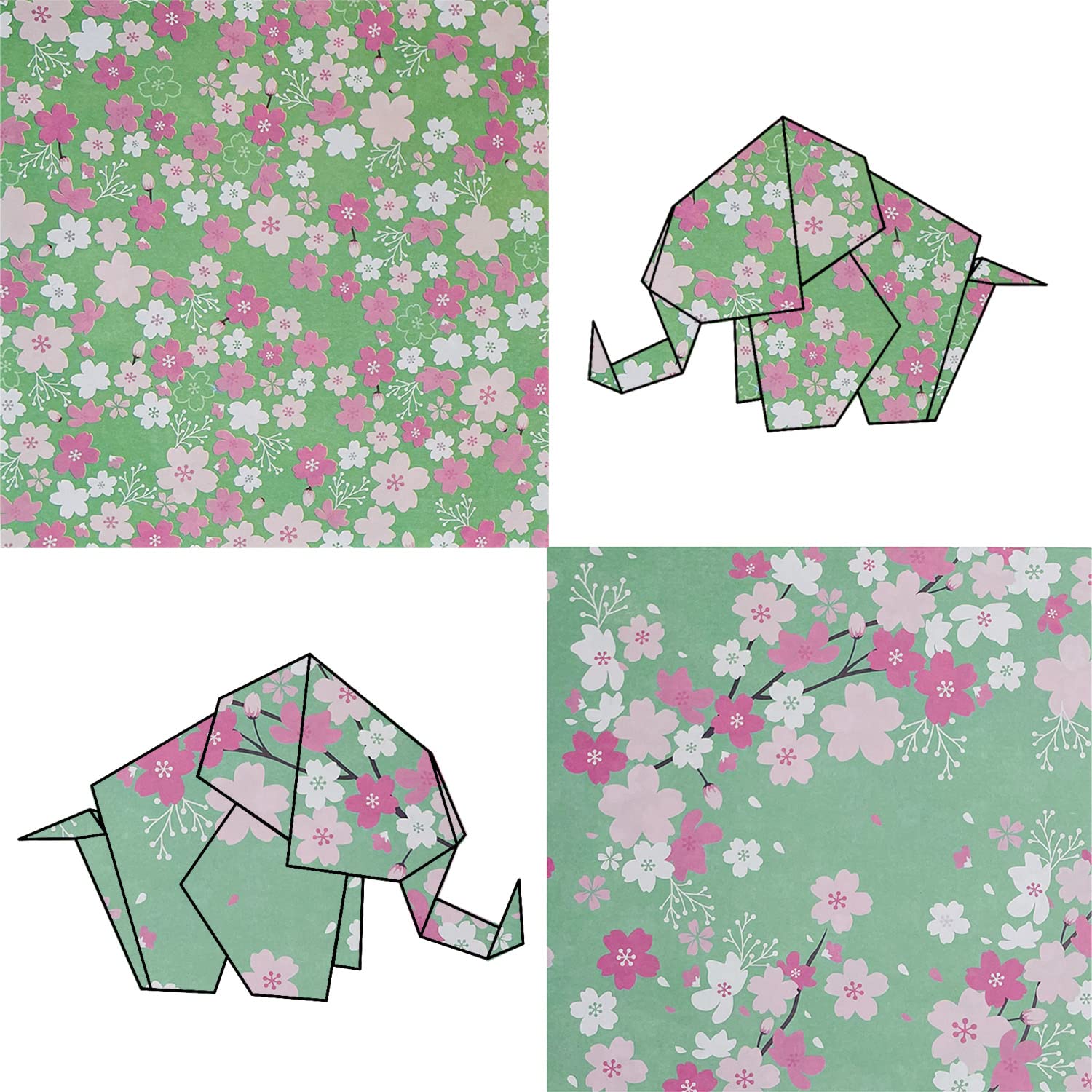 Carta Origami 60 Fogli Motivi Fiori Di Ciliegio | 15x15 Cm Doppia Faccia Per Bambini E Adulti - Foto 3