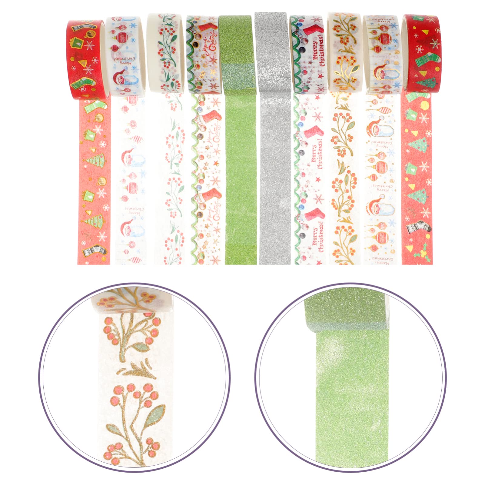 Świąteczne taśmy Washi Dekoracyjny zestaw taśm Washi Kolorowe taśmy Taśmy Naklejki na prezenty do materiałów do scrapbookingu DIY Craft Pakowanie prezentów Planiści 12 rolek 79x0.6 Cal