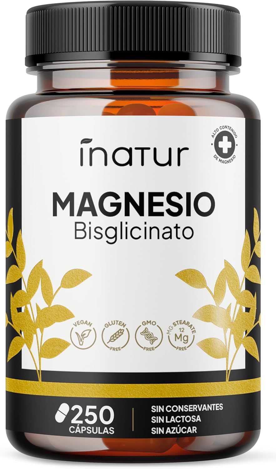 Magnesio Bisglicinato 360mg Elemental - 250 Cápsulas (4 Meses) Alta Absorción Quelado Vegano