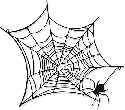 YATEASLU Metal Spiderweb Wall Sculpture Halloween Decor | Indoor and Outdoor Metal Web Decor with Screws 12.8x10.9 Inch Grunge Style Easy Mount