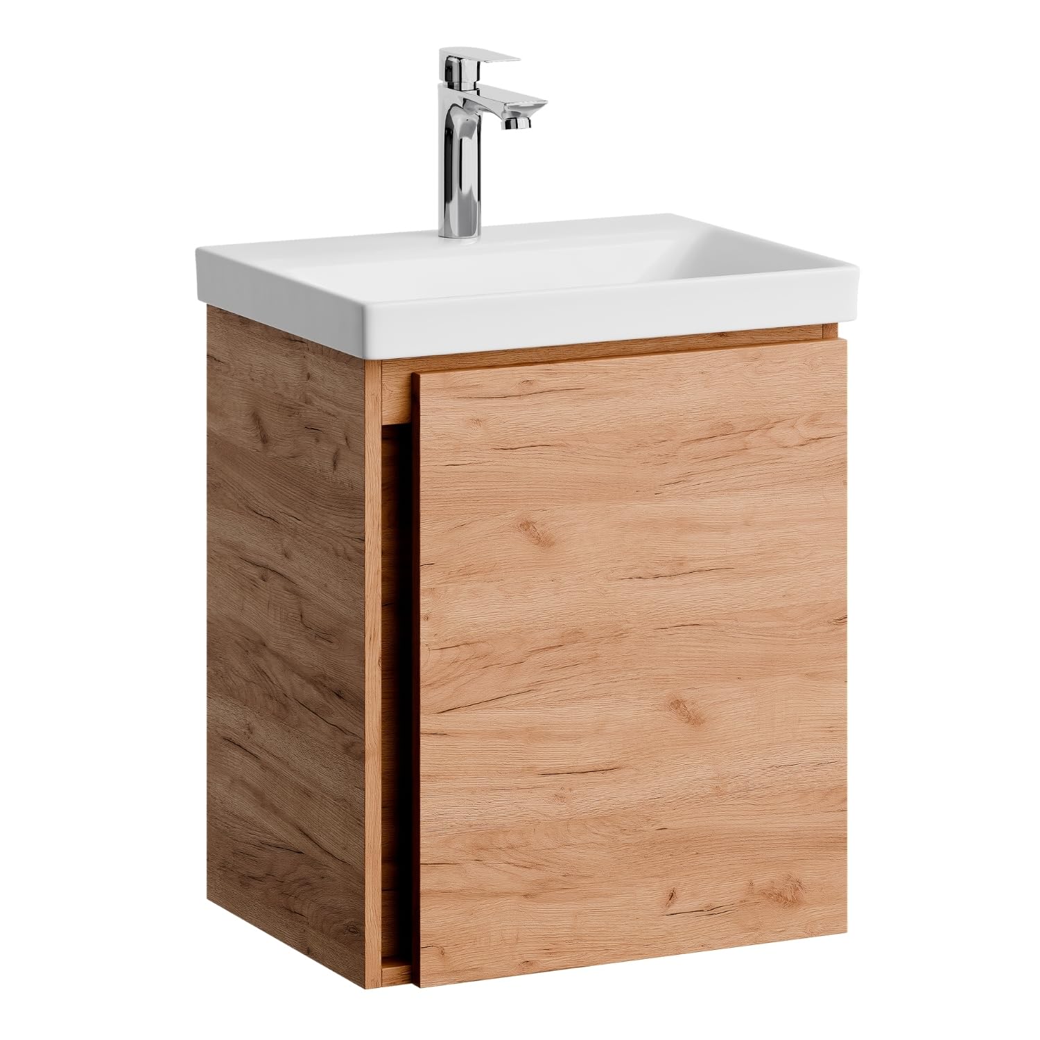 Planetmöbel lavabo con mobiletto 50 cm, mobile lavabo sospeso, chiusura ammortizzata, set di mobili da bagno, rovere oro