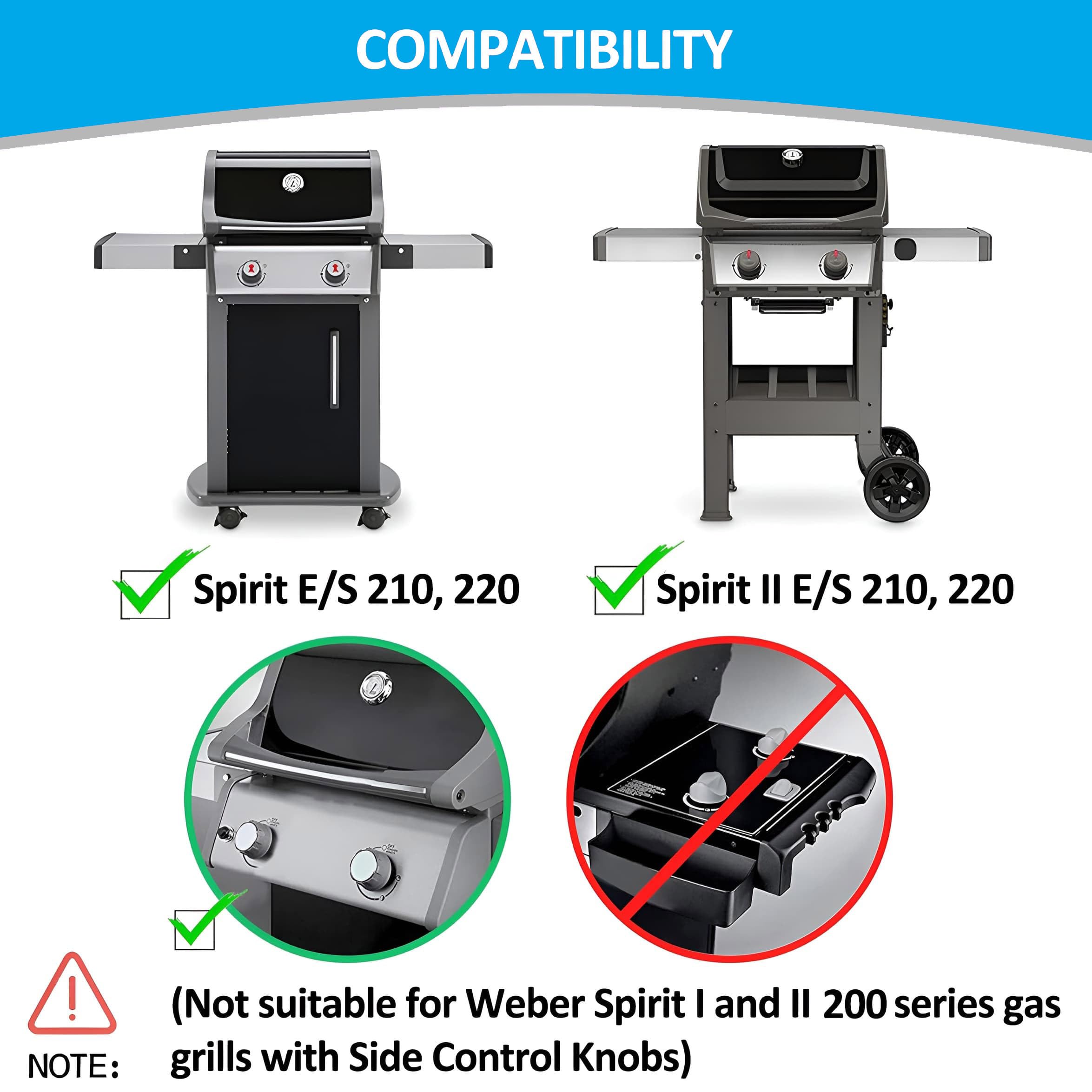 7637 Kratki żeliwne do grilla gazowego Weber Spirit 200/Spirit II 200, Spirit E-210, E-220, S-210, S-220, zapasowe ruszt do grilla spirytusowego, 44,5 x 26 cm każdy ruszt