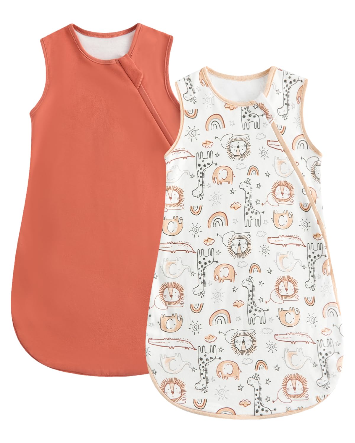 WYTbaby 2er Pack Baby Schlafsack 0.5 1 1.5 Tog, 100% Baumwolle Babyschlafsack für Kleinkind Neugeborene Jungen Mädchen 0-24 Monate