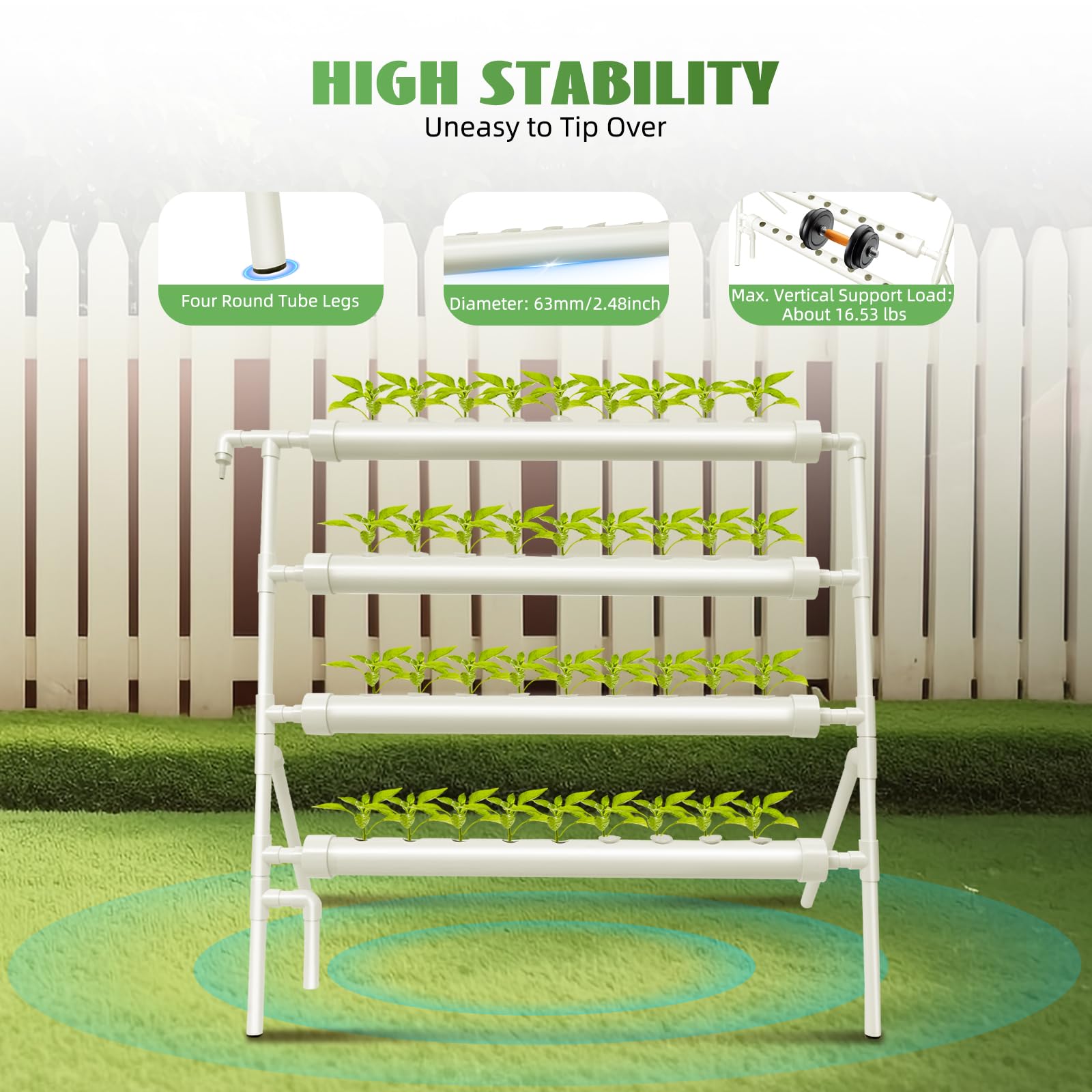 Sistema hidropónico hidropónico para cultivo de plantas sin tierra, 36 plazas, 4 capas, plantas, verduras, hidroponía para casa, balcón, jardín, balcón (capa individual 36 agujeros)