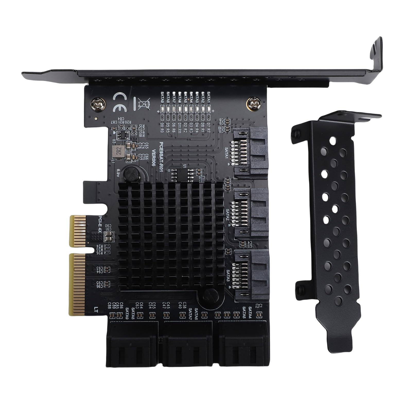Scheda di Espansione PCIe a 9, Scheda con velocità di Trasferimento da 6 Gbps, di Supporto NCQ AHCI con compatibilità, Ideale per NAS, PC e Server