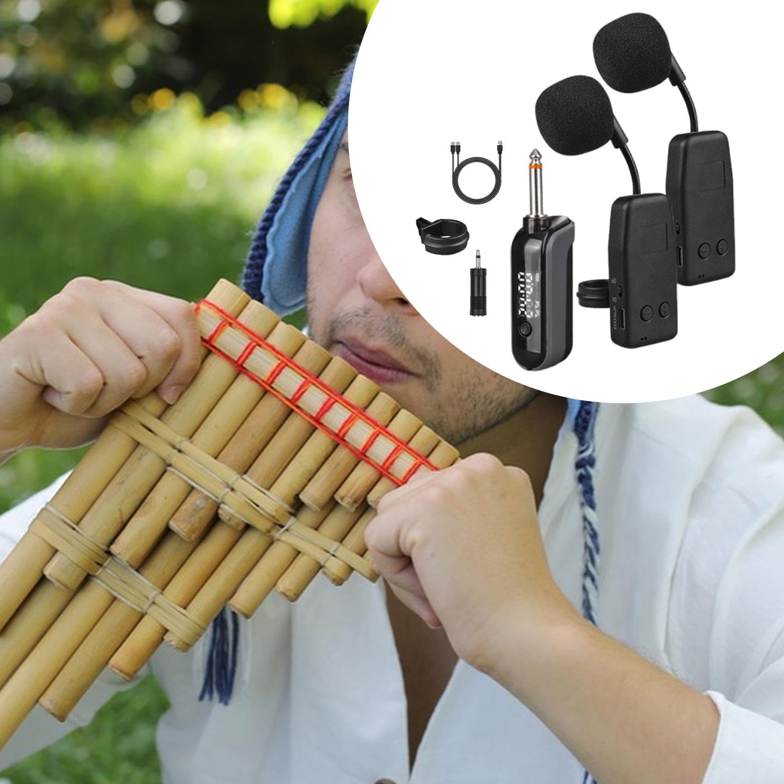 F Fityle di ripresa microfonica per strumenti Trasmettitore e ricevitore portatile leggero professionale per spettacoli dal vivo e concerti, 2 Microfoni