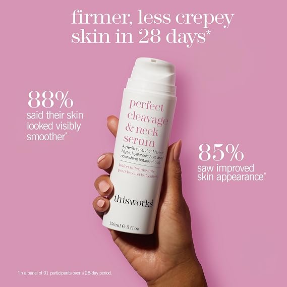 This Works Perfect Cleavage & Neck Serum with Marine Algae & Hyaluronic Acid Neck Cream Firms & Hydrates 5 fl oz
