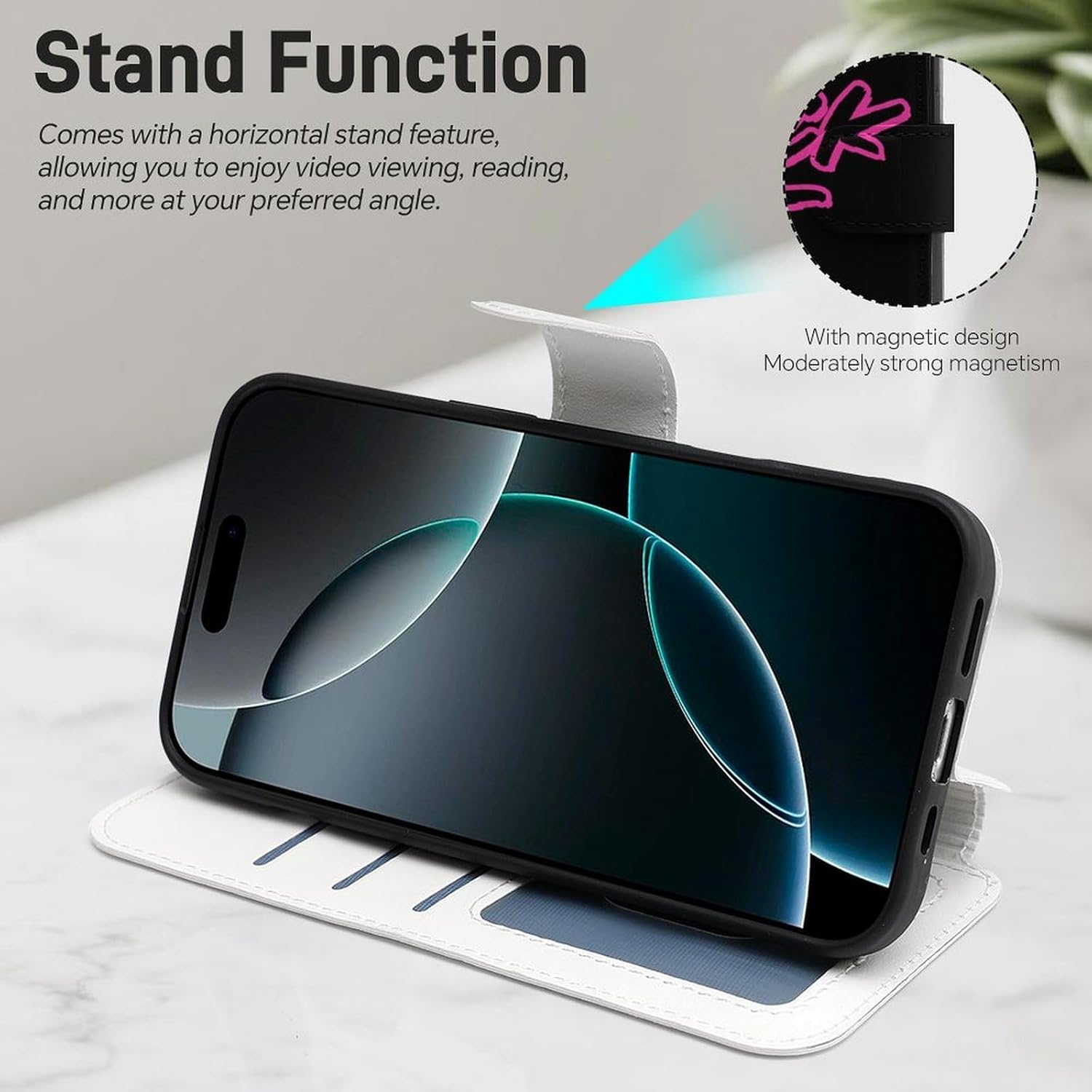 Suck It Compatible with iPhone 16/16 Plus/16 Pro/16 Pro Max/16 E Case Phone Wallet Card Holder Flip Cover with Wrist Strap