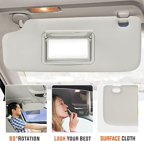 Miniatura 4 de Youxmoto Visera solar para Chevy Sonic 2012-2019Spark 2013 2014 2015 2016, color gris, para conducción izquierda y derecha del lado del pasajero,