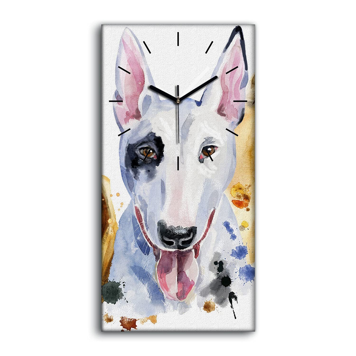 Horloge sur Toile Peinture Animaux Chiens Art Moderne Salon Chambre 30x60cm