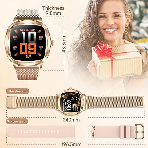 Miniatura 9 de Reloj inteligente para mujer, rastreador de actividad física de 1.72 pulgadas con respuesta/hacer llamadas, monitor de sueño/frecuencia cardíaca,