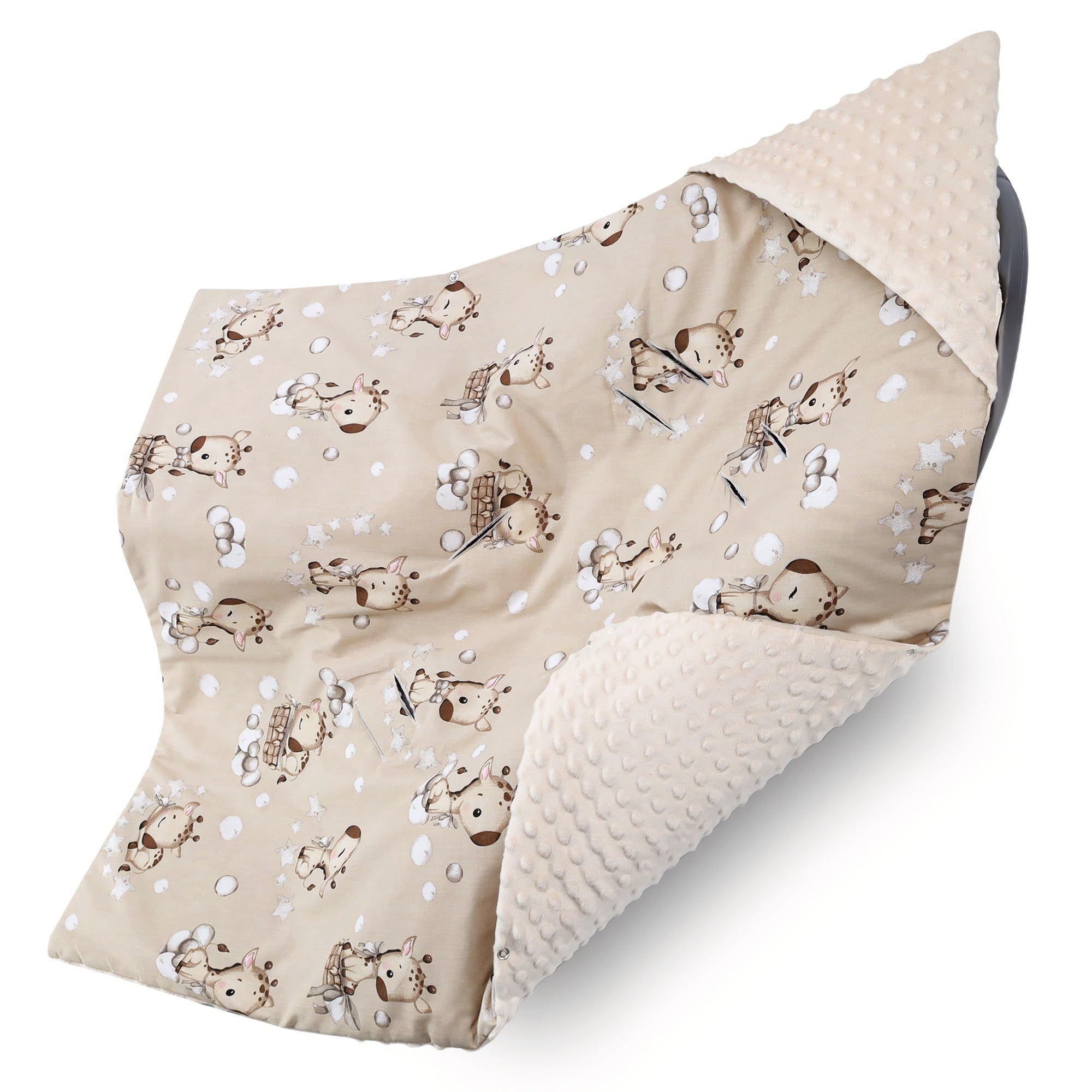 Sacco ovetto coperta invernale 90x90 cm - universale lavabile copertina per passeggino bebe per seggiolino auto bambino o swaddle neonato 0-6 mesi Oeko-Tex Giraffe