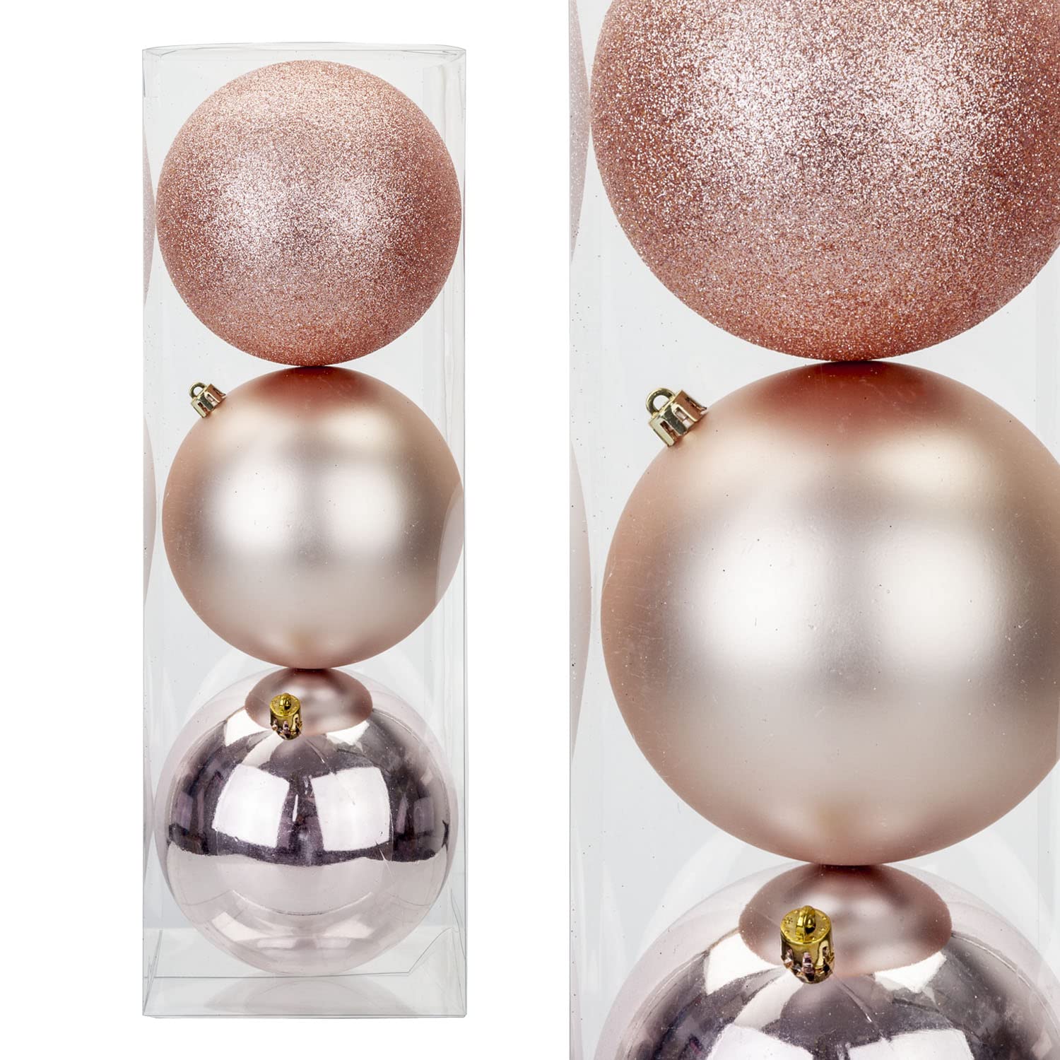VFM - Rose 12cm Christmas Baubles (3 Pack)