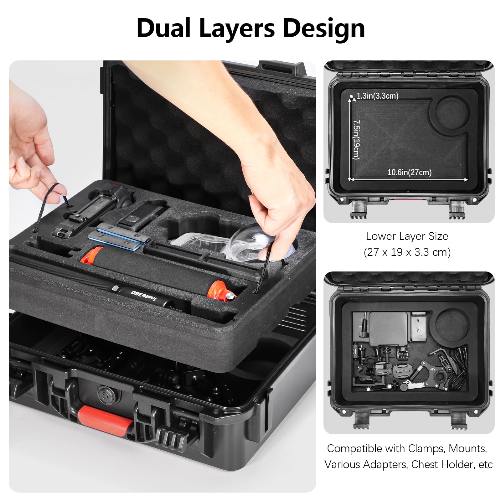 AMAZEAR Härtefall für Insta360 X5 / X4 Air Kamera und Zubehör, wasserdichte Schutzhülle im Hartschalen-Design, Speziell für das Insta 360 X5/X4 Air Diving Combo Kit entwickelt,13,8Zoll-Schutzhülle v2