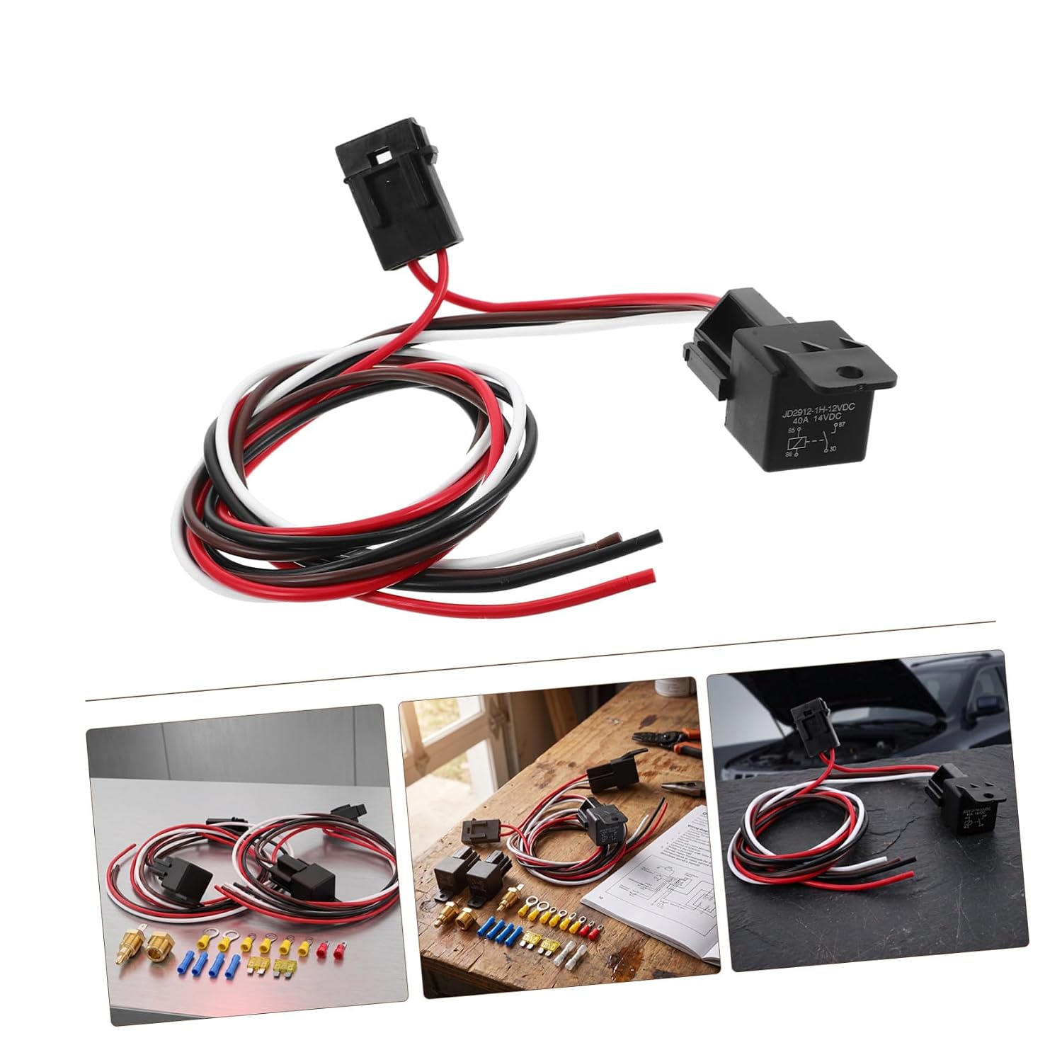 Alipis Fan Play Built-in Preinstalled Wiring Cooling Fan Relay and Relay V 40a Electric Kit with Harness, Plug Upgrade for Heat Management Automotive Radiator and Engine
