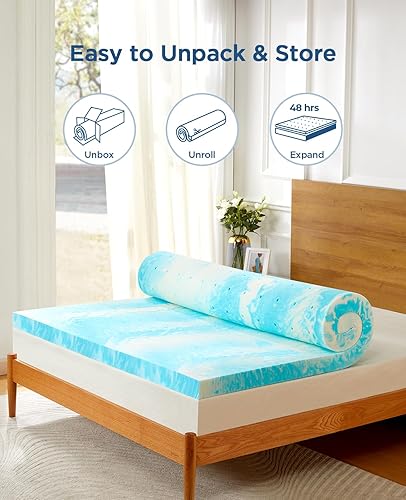 Miniatura 7 de Dreamsmith Cubrecolchón de espuma viscoelástica tamaño Queen de 3 pulgadas, cubrecolchón de gel refrescante con canales de flujo de aire, suavidad