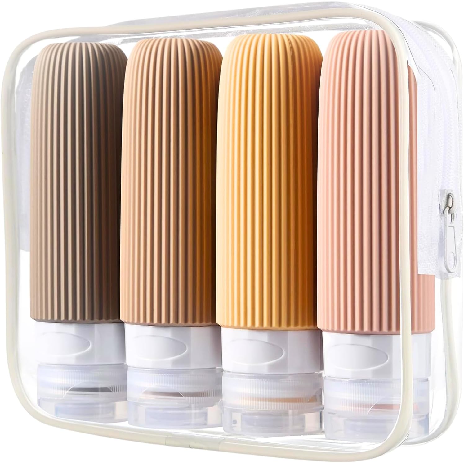 4 Travel Bottles, Toiletry Bottles Set, Portable Silicone Travel Bottles, 90ml Leak Proof Travel Bottles, Airline Approved Toiletries Containers, Refillable Cosmetic Bottles For Shampoo, Lotion, Soap